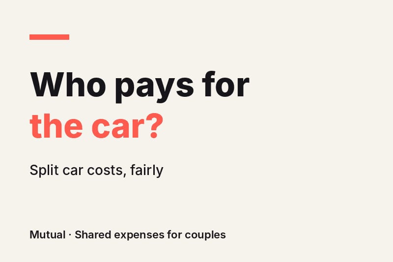 Cream card with the headline "Who pays for the car?" in dark and coral type and the line "Split car costs, fairly".