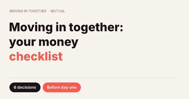 Moving in together finances checklist for couples: featured card